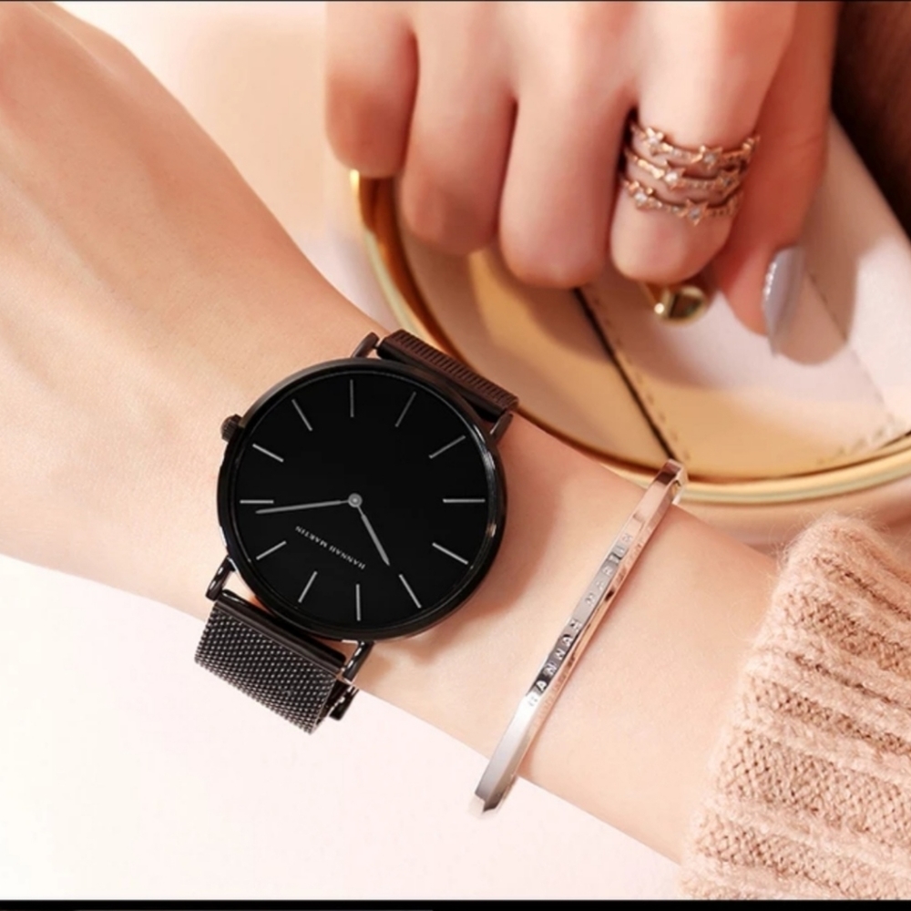 Sexy Minimalist black mesh watch